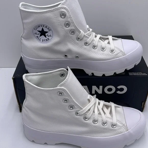 Converse WMNS CTAS LUGGED HI WHITE/BLACK/WHITE 565902C Platforms Sneakers - Picture 2 of 16